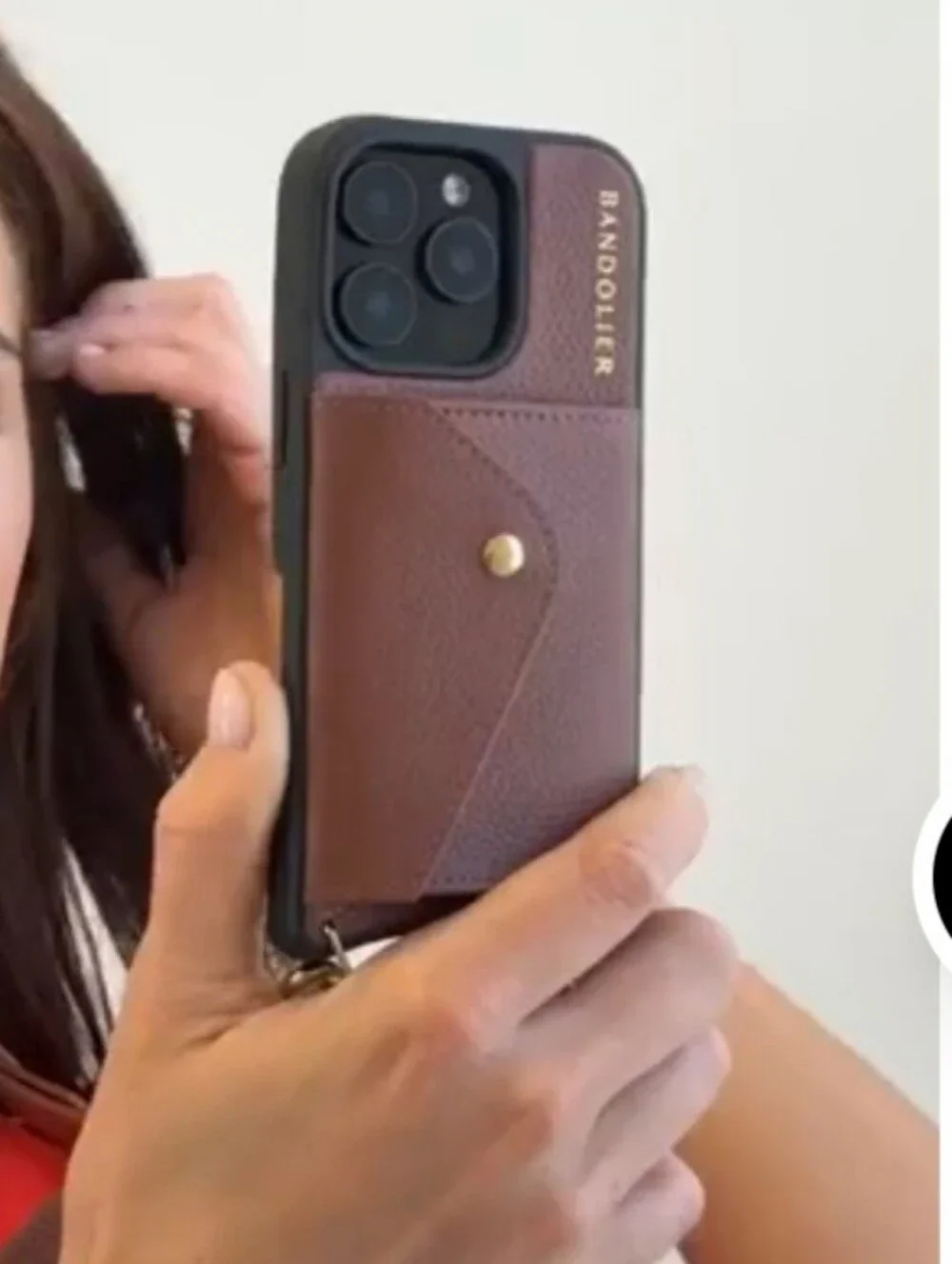 HaileyCrossbody IPhone 16 Pro Case Brown Cognac/Gold